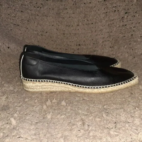 EVERLANE “The Espadrille” Black Leather/Jute Whipstitch & Wedge-Sz 11-NEW/NO BOX - Picture 5 of 8